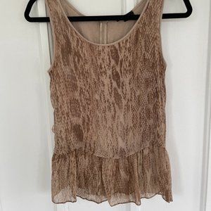 DREW Anthropologie Snakeskin Ruffle Top | Color: Brown | Size:XS